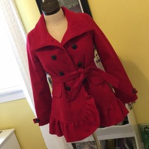 Red formal winter coat